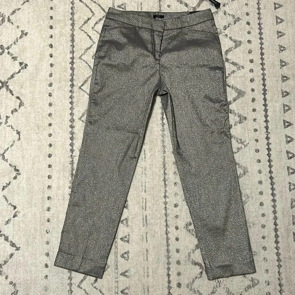 NWT Worthington Size 6 Slim Fit Ankle Length Silver Shimmer Holiday Pants Career